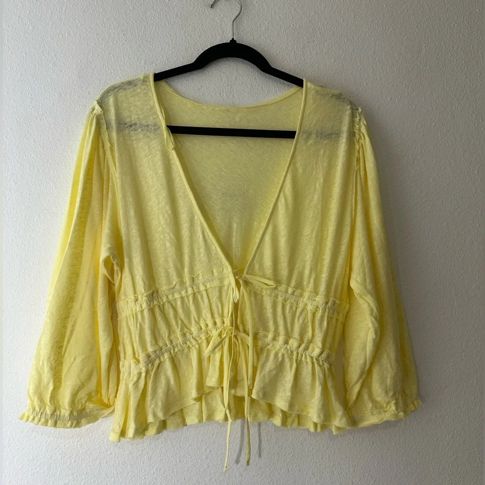 Free People Lets Go Blouse in Summertime Lemonade size Large NWT